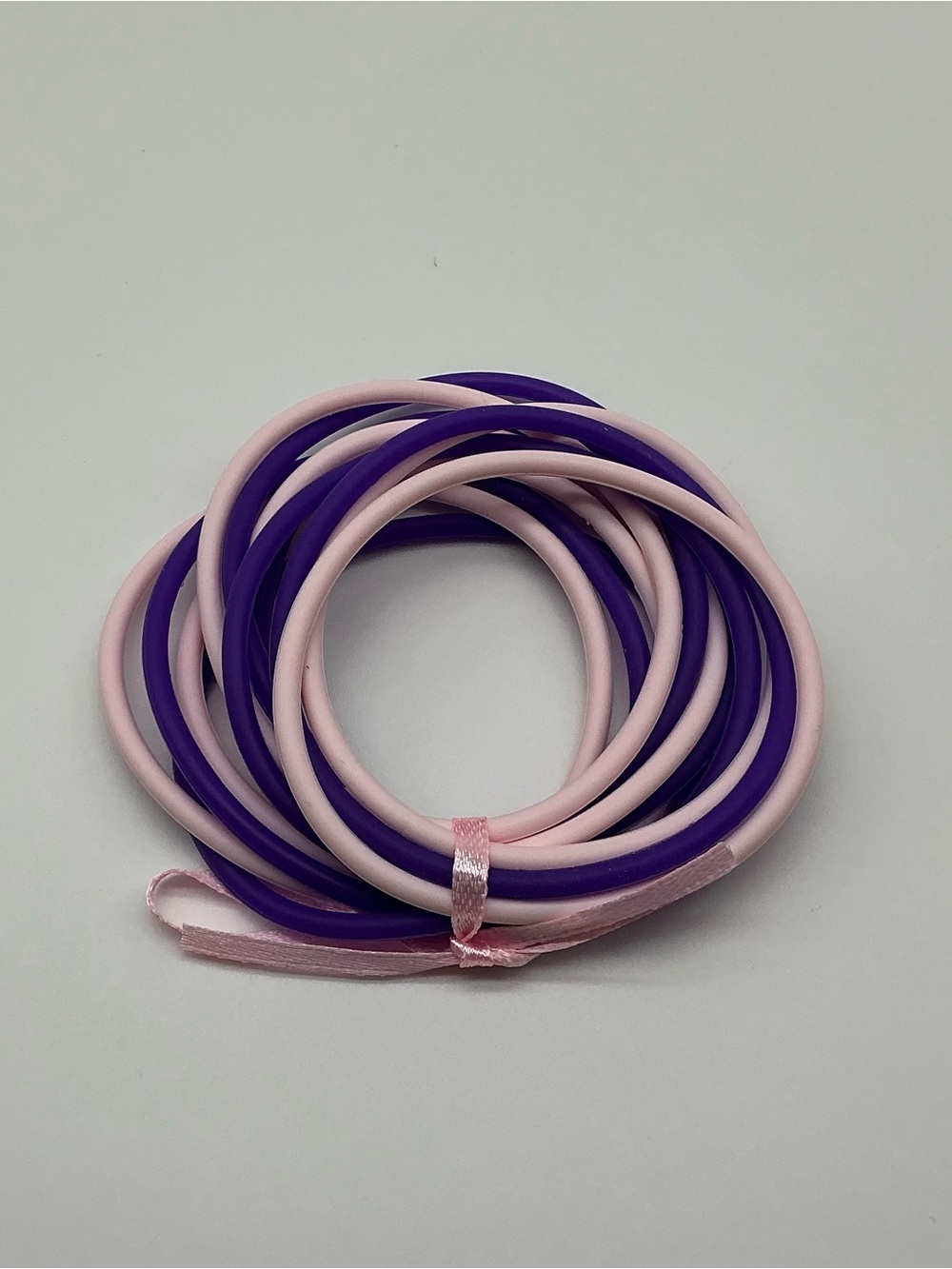 Set of 12 Purple and Pastel Pink Jelly Bracelets